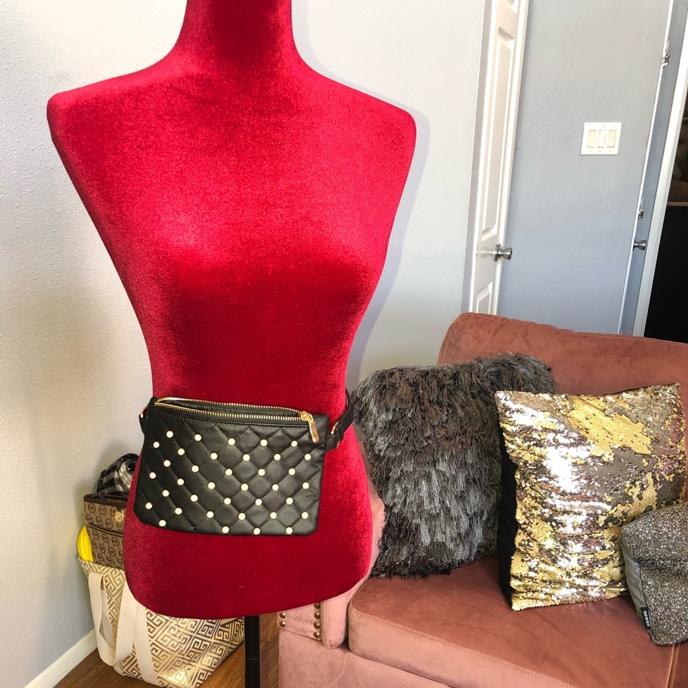 Black leather fanny pack